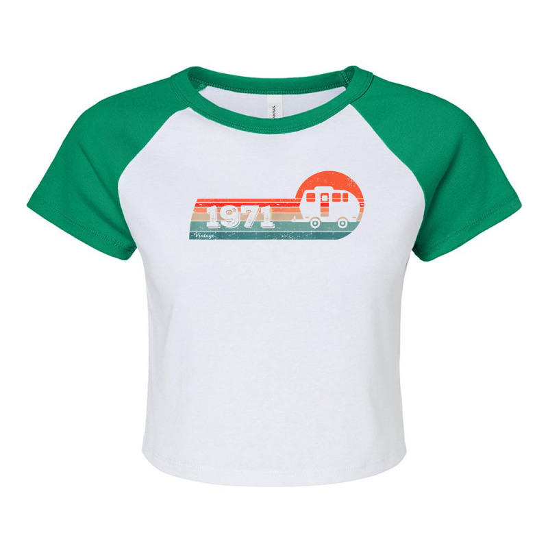 Camping Rv Camper Vintage Born 1971 Birthday Caravan Trailer T Shirt Raglan Crop Top by belenfinl | Artistshot