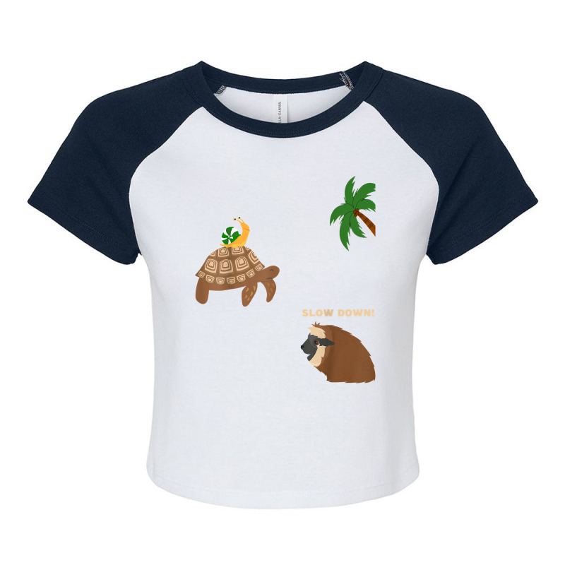 Sloth And Turtle Snail Running T Shirt Raglan Crop Top by Smykowskicalob1991 | Artistshot