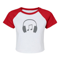 Headphones With Music Note Raglan Crop Top | Artistshot