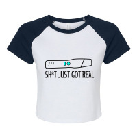 Sh T Just Got Real White Maternity Raglan Crop Top | Artistshot