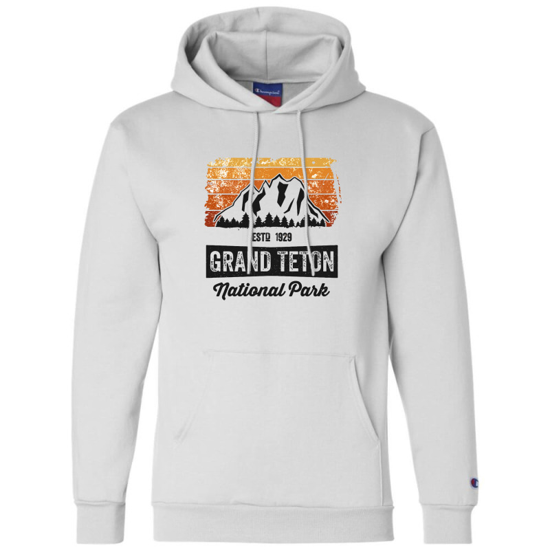 Vintage Grand Teton National Park T Shirt Established 1929 Champion Hoodie | Artistshot