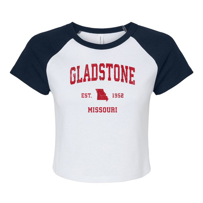 Gladstone Missouri Mo Vintage Sports Design Red Print T Shirt Raglan Crop Top by TappanSajan | Artistshot