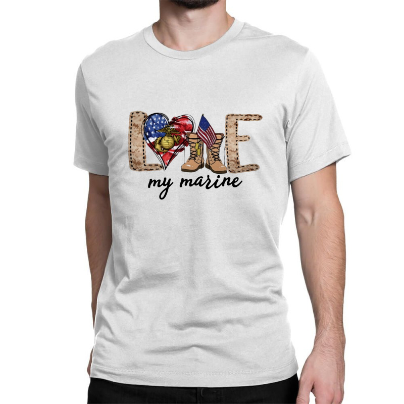 Love My Marine 4th Of July American Flag Classic T-shirt by hoainv | Artistshot