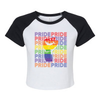 Rainbow Fist Pride Raglan Crop Top | Artistshot