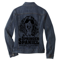 Funny Springer Spaniel Coolest People Dog Saying D Ladies Denim Jacket | Artistshot