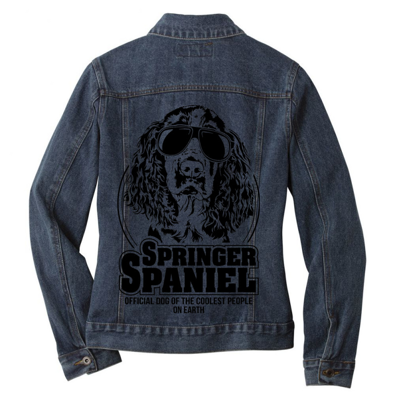 Funny Springer Spaniel Coolest People Dog Saying D Ladies Denim Jacket by ARTHURDINES | Artistshot