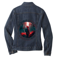 Hiking Accessories Hiker Who Hikes Alone Mystical  Ladies Denim Jacket | Artistshot