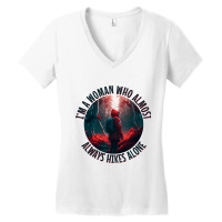 Hiking Accessories Hiker Who Hikes Alone Mystical  Women's V-neck T-shirt | Artistshot