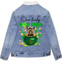 Funny St Patricks Day Patricks Yorkshire Terrier D Unisex Sherpa-lined Denim Jacket | Artistshot