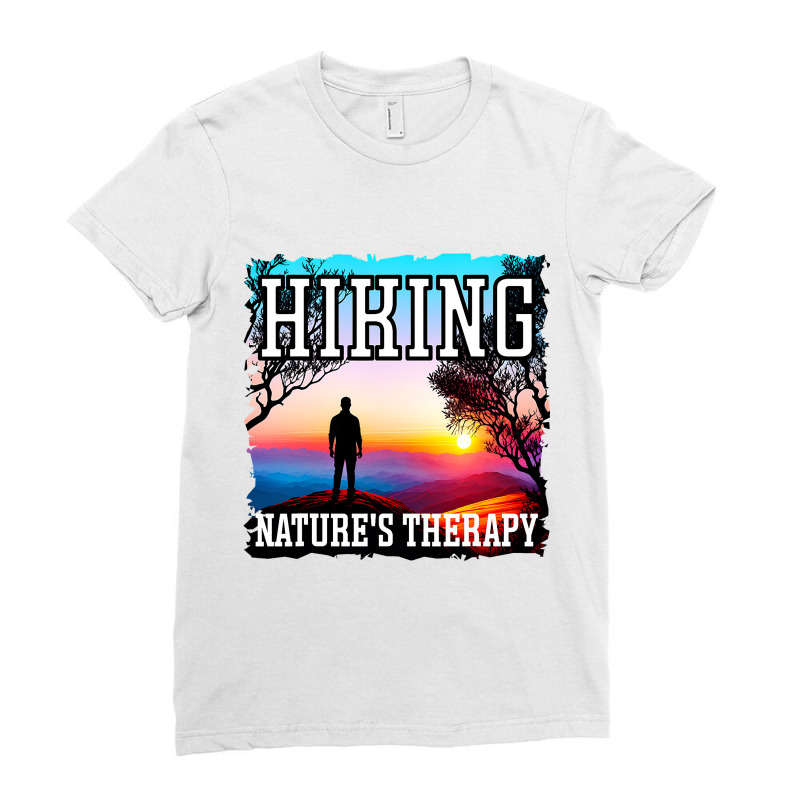 Hiking Natures Therapy Sunset Hiking Ladies Fitted T-Shirt by MenachemArteaga | Artistshot