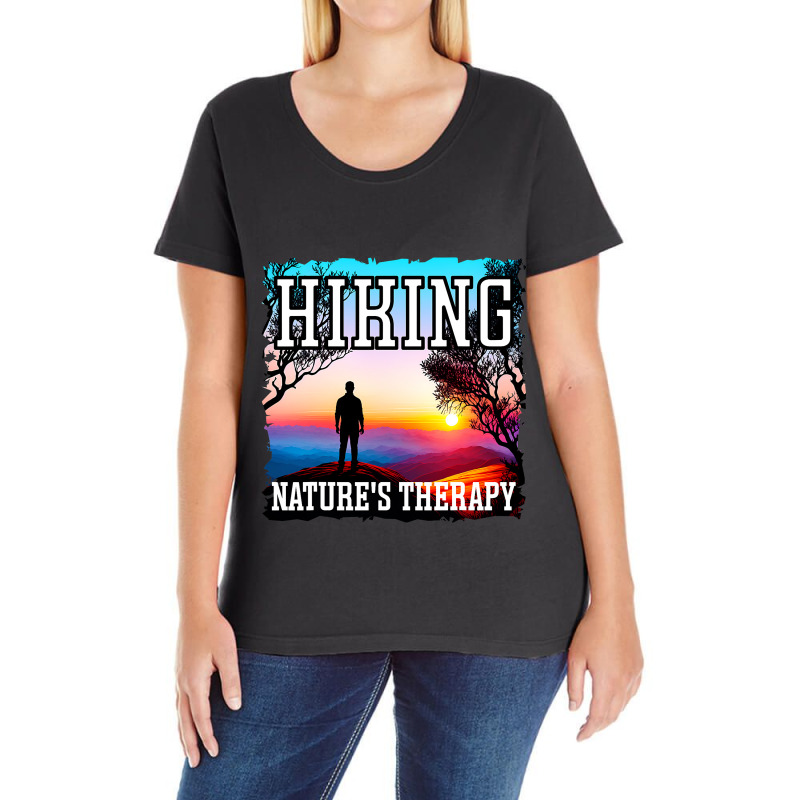 Hiking Natures Therapy Sunset Hiking Ladies Curvy T-Shirt by MenachemArteaga | Artistshot