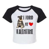 I Found My Valentine Day Miniature Schnauzer Dog L Raglan Crop Top | Artistshot