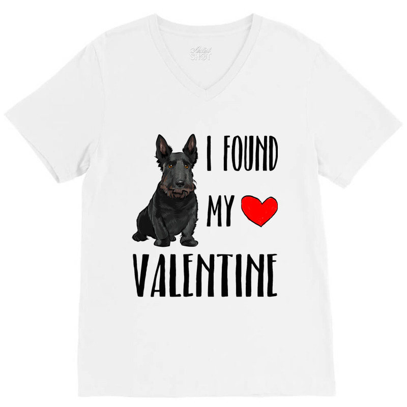 I Found My Valentine Day Scottish Terrier Dog Love V-Neck Tee by MICHAELPHILBECK | Artistshot