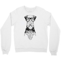 Hipster Airedale Terrier In Nerd Glasses Dog Crewneck Sweatshirt | Artistshot