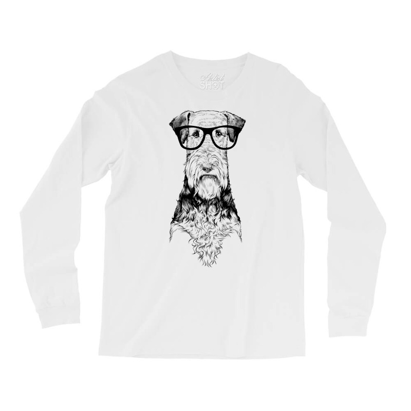 Hipster Airedale Terrier In Nerd Glasses Dog Long Sleeve Shirts | Artistshot