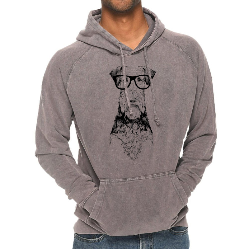 Hipster Airedale Terrier In Nerd Glasses Dog Vintage Hoodie | Artistshot