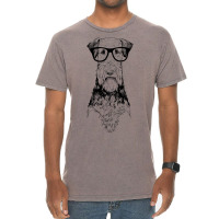 Hipster Airedale Terrier In Nerd Glasses Dog Vintage T-shirt | Artistshot