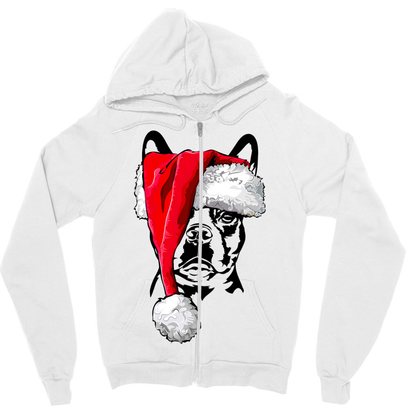 Funny Santa Boston Terrier Christmas Dog Mom Dog 3 Zipper Hoodie by AdleeDerr | Artistshot