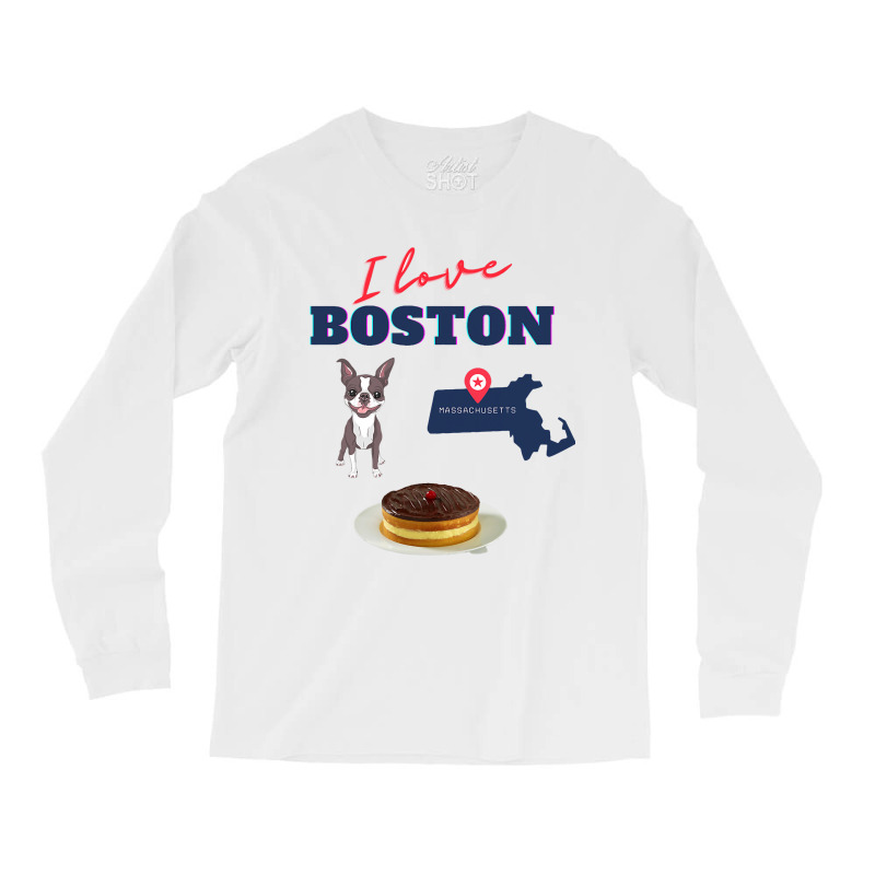 I Love Boston Massachusetts Terrier Creme Pie Funn Long Sleeve Shirts by KYERRAREED | Artistshot