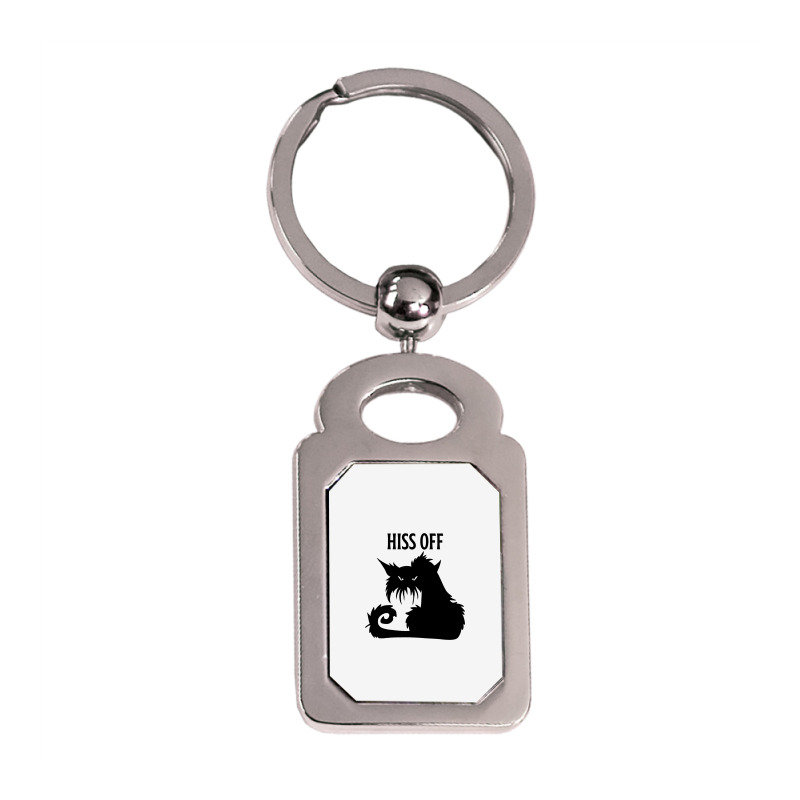 Hiss Off Black Cat Its Fine Im Fine Everythings Is Silver Rectangle Keychain | Artistshot