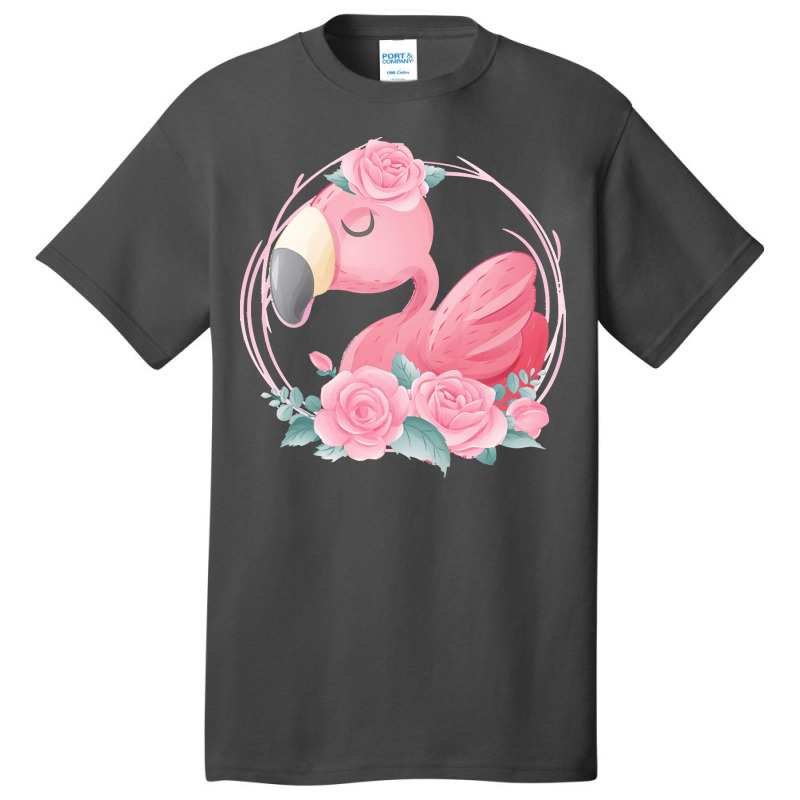 Flamingo T  Shirt Cute Dreaming Pink Flamingo Floral T  Shirt Basic T-shirt | Artistshot