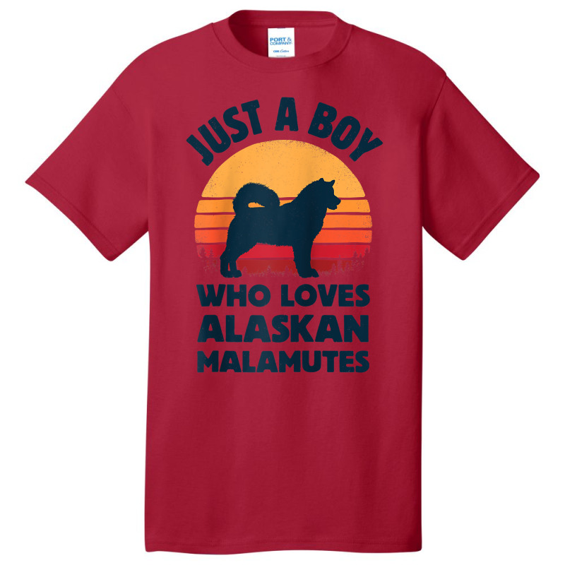 Alaskan Malamute Just A Boy Who Loves Retro Vintage Sunset Raglan Base Basic T-shirt | Artistshot