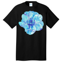 Blue Anemone Flower Painting Red Green Flower Red Green Abstract Water Basic T-shirt | Artistshot