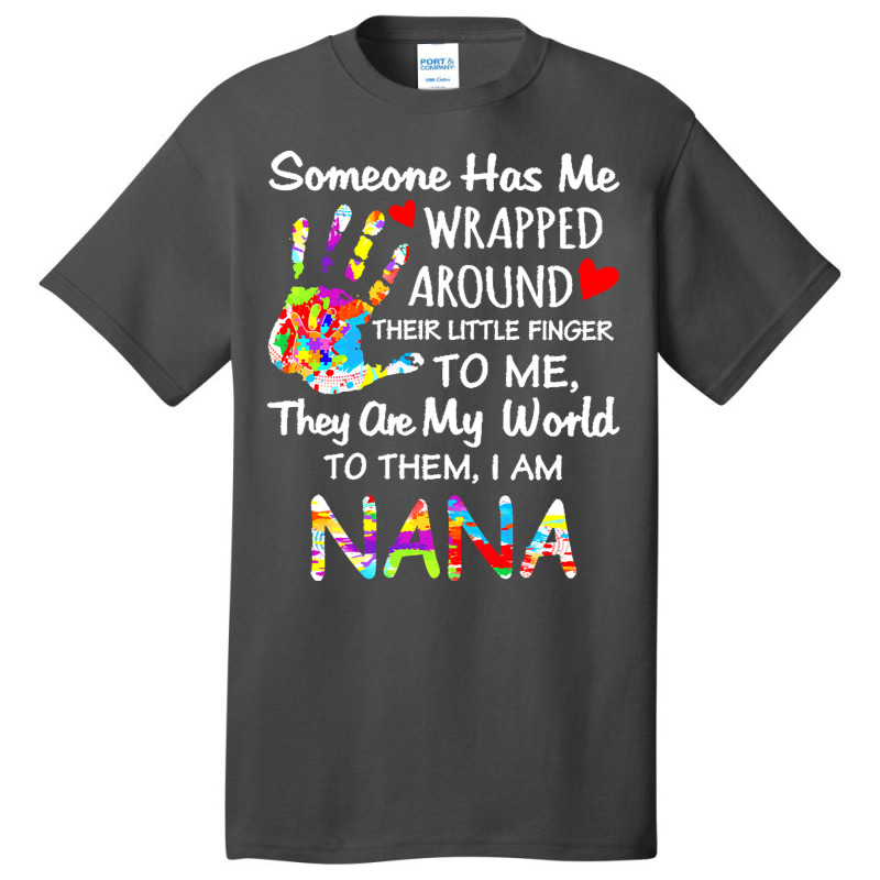 Autism Nana T  Shirt Wrapped Around Their Little Finger Autism Nana T Basic T-shirt by vmcdermott132 | Artistshot