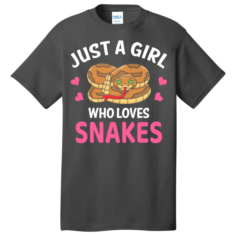 Snake T  Shirt Just A Girl Who Loves Snakes I Cartoon Snake T  Shirt Basic T-shirt by heloise3085 | Artistshot