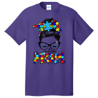 Autism Cute Puzzle Messy Bun Mom Awareness For Womanmen T Shirt Basic T-shirt | Artistshot