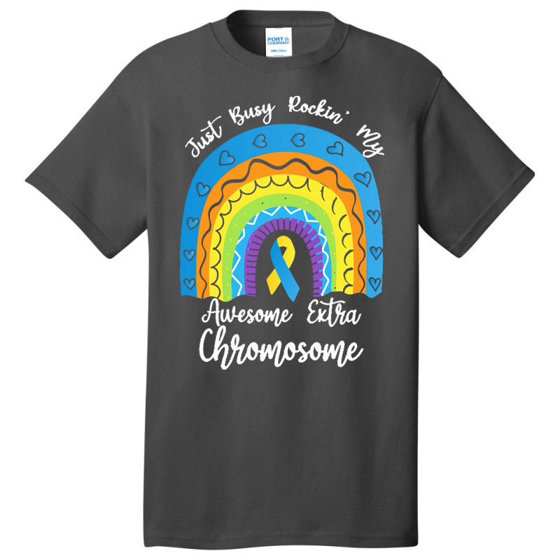 Rainbow Down Syndrome Funny For Kid T  Shirt Just Busy Rockin' My Awes Basic T-shirt | Artistshot