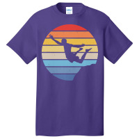 Scuba Diving T  Shirt Cliff Diving Silhouette On A Distressed Retro Su Basic T-shirt | Artistshot