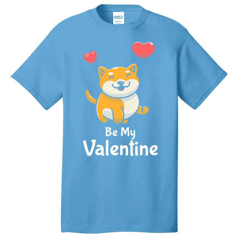 Shiba Inu Lovers T  Shirt Cute Shiba Inu Dog With Red Heart Be My Vale Basic T-shirt | Artistshot