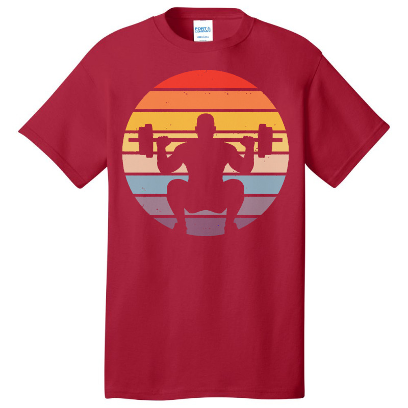 Squat T  Shirt Squat Silhouette On A Distressed Retro Sunset Print T Basic T-shirt | Artistshot