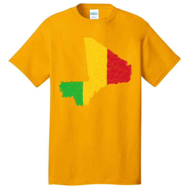 Mali Map Flag Drawing Line Art Basic T-shirt | Artistshot