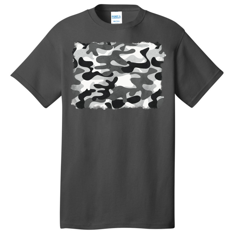 Black And White Camouflage Basic T-shirt by BarkalooDesign | Artistshot