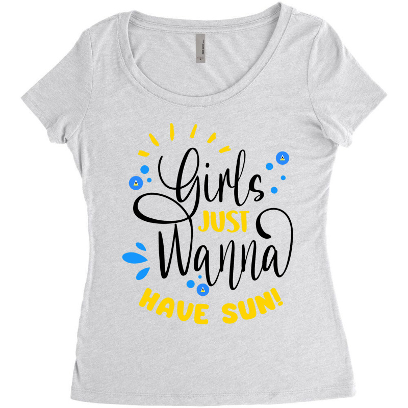 Girls Just Wanna Have Sun Saint Lucian Flag Souven Women's Triblend Scoop T-shirt by JanayVanbure | Artistshot