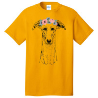 Greyhound With Floral Headband Dog Mom Basic T-shirt | Artistshot