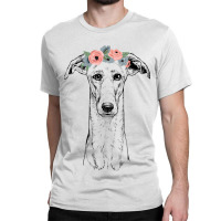 Greyhound With Floral Headband Dog Mom Classic T-shirt | Artistshot