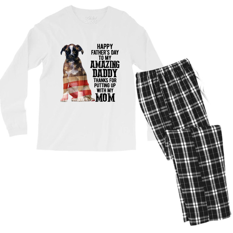 Happy Fathers Day To My Amazing Daddy Boxer Dog Men's Long Sleeve Pajama Set | Artistshot