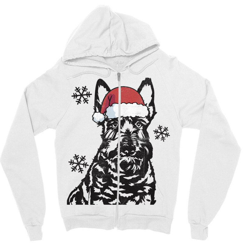 Funny Scottish Terrier Christmas Santa Hat Xmas Mo Zipper Hoodie by NariahPringl | Artistshot