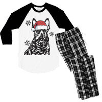 Funny Scottish Terrier Christmas Santa Hat Xmas Mo Men's 3/4 Sleeve Pajama Set | Artistshot