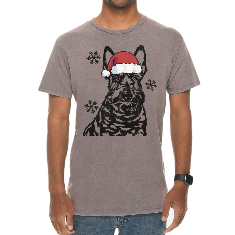 Funny Scottish Terrier Christmas Santa Hat Xmas Mo Vintage T-Shirt by NariahPringl | Artistshot