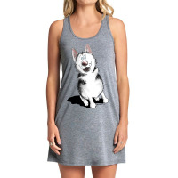 Happy Siberian Husky Sleigh Dog Malamute I Dog Fan Tank Dress | Artistshot