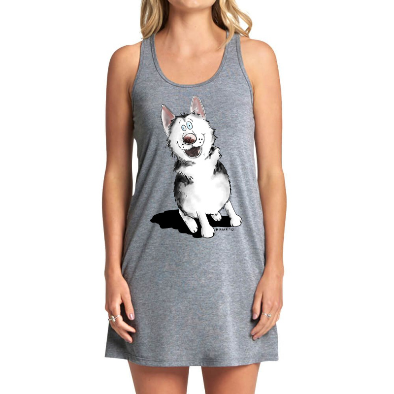 Happy Siberian Husky Sleigh Dog Malamute I Dog Fan Tank Dress by KaleiaPeckham | Artistshot