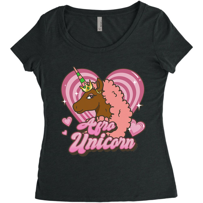 Afro Unicorn Caramel Logo Heart Sparkles V2 Women's Triblend Scoop T-shirt by BristolEstes | Artistshot