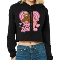 Afro Unicorn Caramel Logo Heart Sparkles V2 Cropped Hoodie | Artistshot