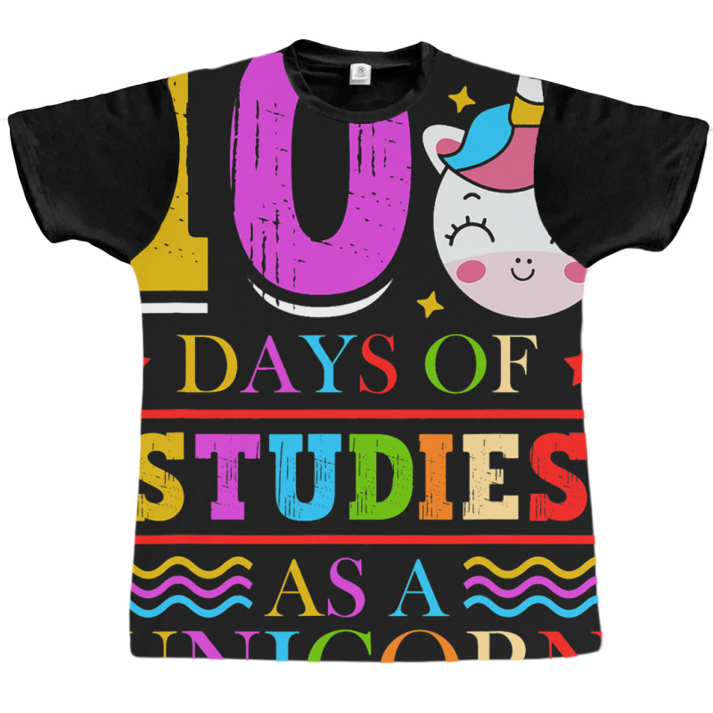 100 Days Of Studies As A Unicorn School Pony Schoo Graphic T-shirt | Artistshot