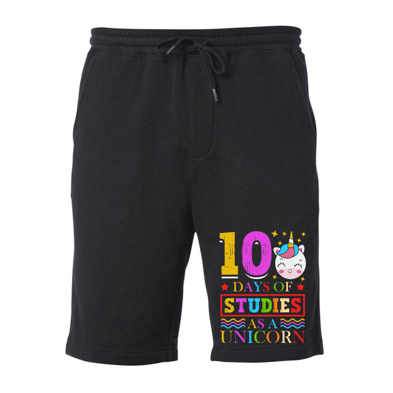 100 Days Of Studies As A Unicorn School Pony Schoo Fleece Short | Artistshot