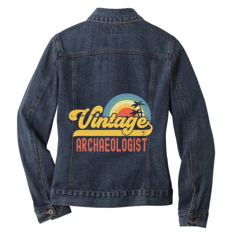 Archaeologist Vintage Sunset Profession Retro Job  Ladies Denim Jacket by JANETDAVIS | Artistshot